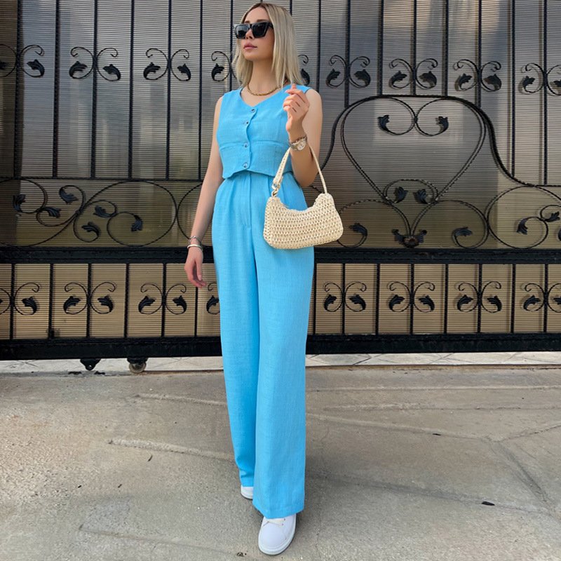 Boutique Wholesale 2024 Autumn New Fashion Short Tank Top Casual Commuter Pants Women's Set