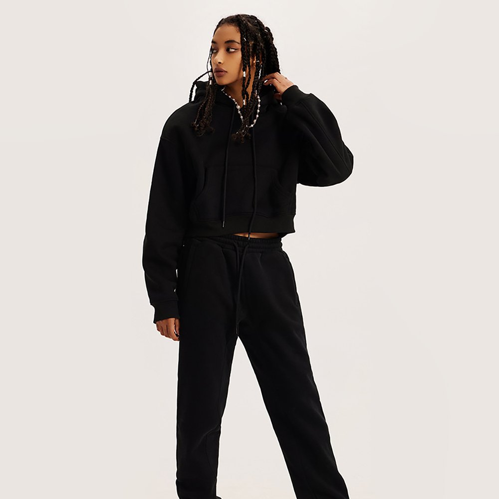 Women's Oversize Pullover Crop Cut Tracksuits Hoodie and Sweatpants set