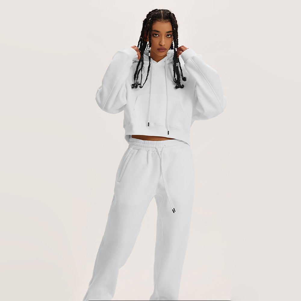 Women's Oversize Pullover Crop Cut Tracksuits Hoodie and Sweatpants set