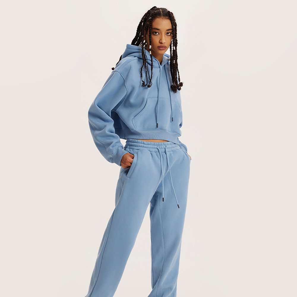 Women's Oversize Pullover Crop Cut Tracksuits Hoodie and Sweatpants set