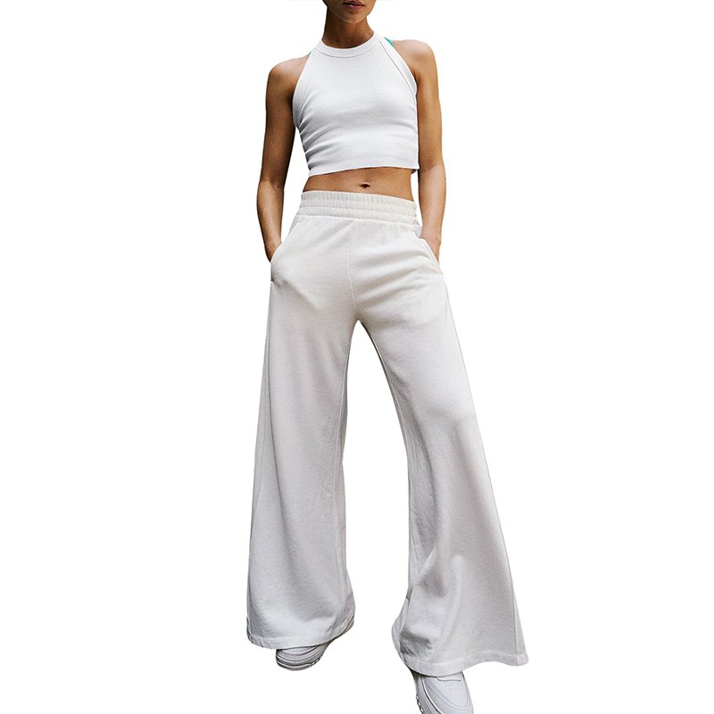 Women's Ribbed Tank Crop Top Wide Leg Pants 2-Piece Summer Outfits Matching Sets Women Tracksuit