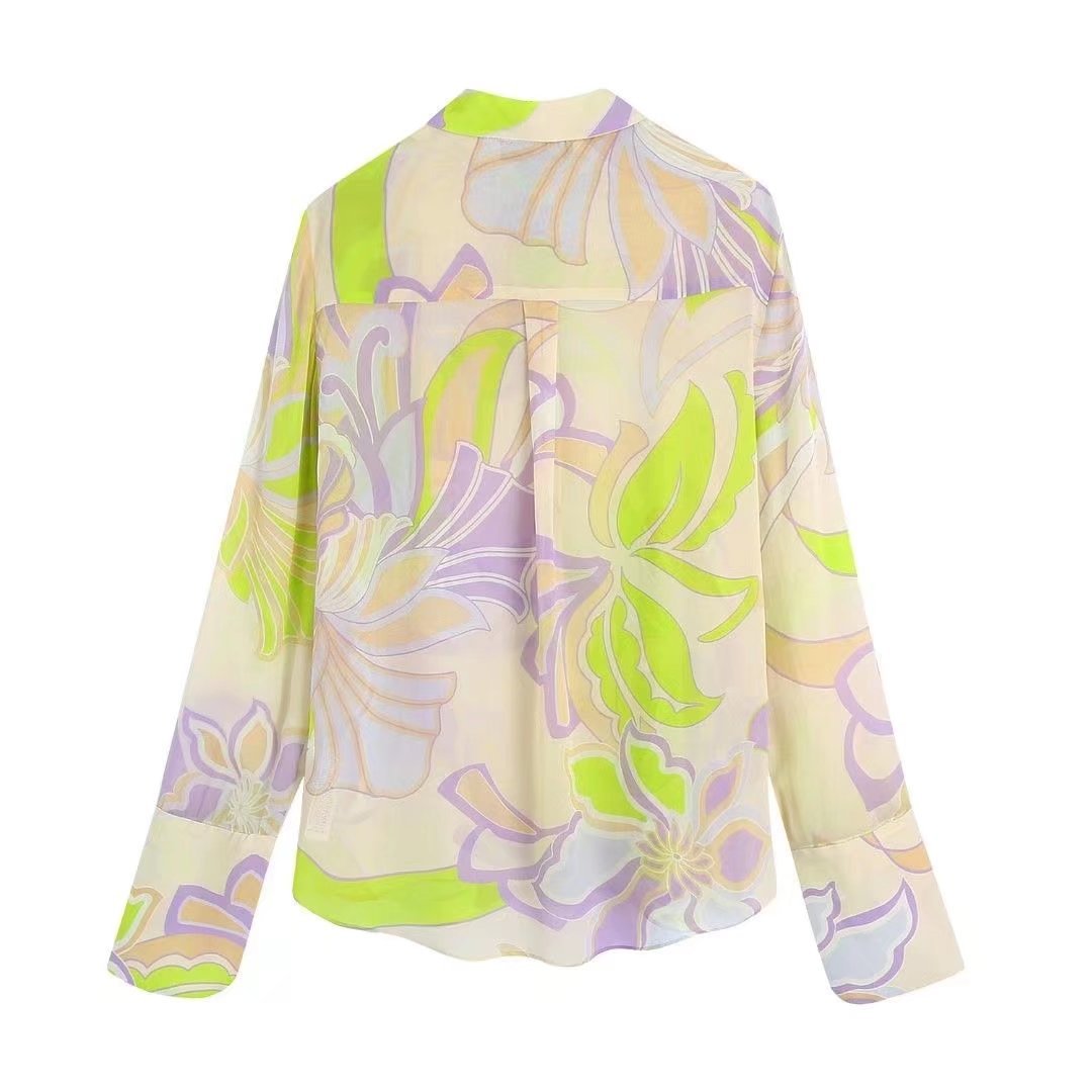 Sexy Casual Loose Homewear Gradients Floral Print T Shirt Long Pants Matching Sets Two Piece Pants Set Outfit Fall Set Woman