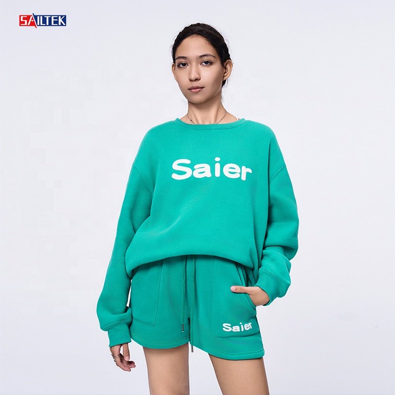 Women's clothing 2024 Custom logo sportswear short sweat suits women's sets 2 piece sweatshirts and shorts sets for women