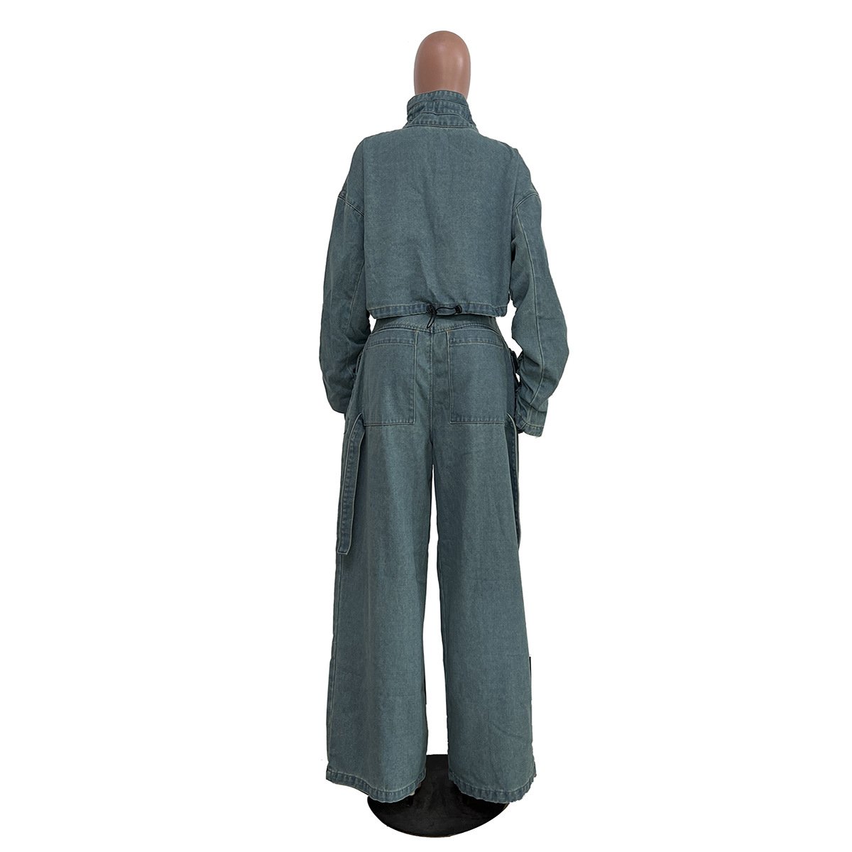 D1201TA70 Wholesale Lady Streetwear Denim Jeans Jacket Wide Leg Matching Sets Two Piece Pants Set Women's Sets Sehe Fashion