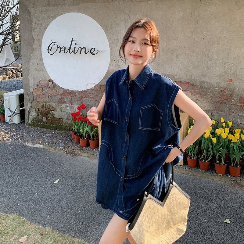 Boutique Wholesale 2024 Summer New Style Age Reducing Fashion Slimming Denim JacketShorts Women's Set