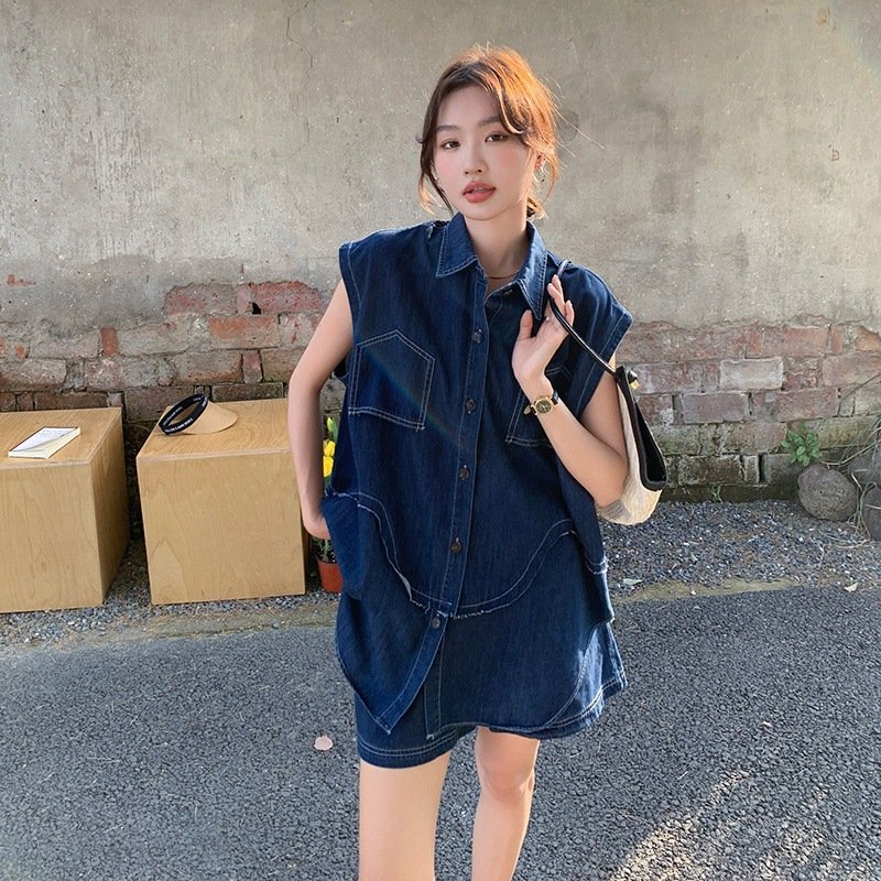 Boutique Wholesale 2024 Summer New Style Age Reducing Fashion Slimming Denim JacketShorts Women's Set