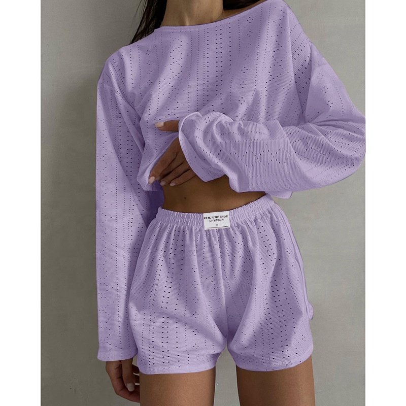 Women's Skeleton Long Sleeve Short Slit Two Piece Women's Short Pullover Women's Sweatshirt Short Suit