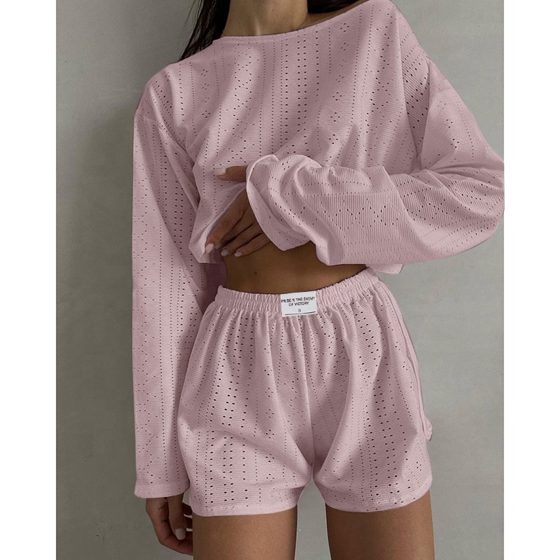 Women's Skeleton Long Sleeve Short Slit Two Piece Women's Short Pullover Women's Sweatshirt Short Suit