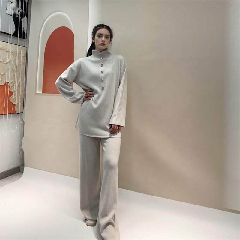2 piece set women's sets sweater winter knitted sweater top plus size pants custom clothing