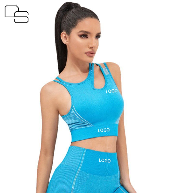 Seamless 2 Piece Short Sleeve Yoga Set Activewear Jogger Bra Leggings Sportswear Fitness Gym Clothes For Women