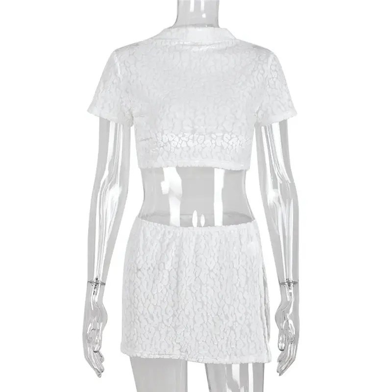 women's clothing wholesale flocking skirt midriff outfit T-shirt skirt two pieces suits set for women