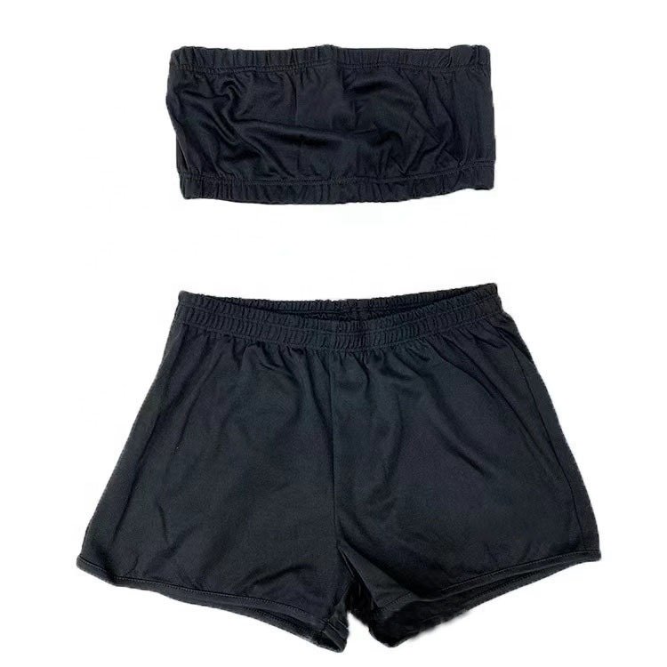 high quality custom woman fitness bra shorts set knit crop top two piece set cotton 95% spandex 5%stretchy trendy women's sets
