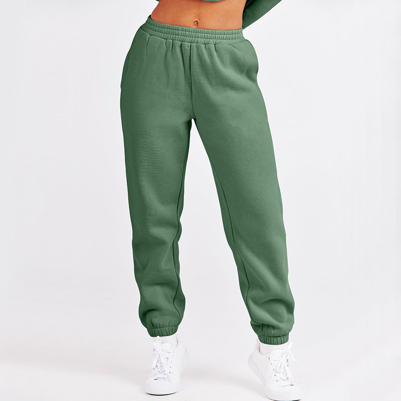 Custom Women's Two Piece Outfits Long Sleeve Crewneck Sweatsuit with Jogger Pants Lounge Wear Sets with Pockets with soft fleece