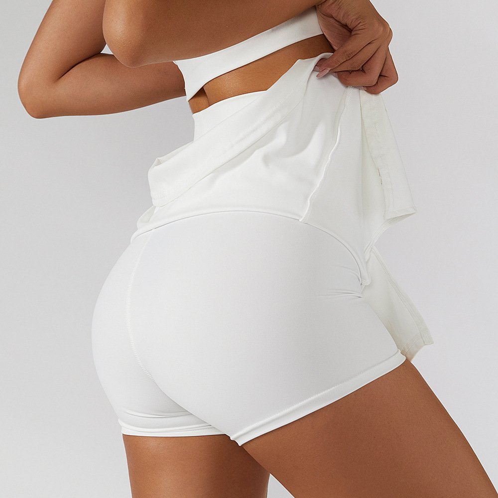 Lcool Custom One shoulder sports bra High Waist Tight Skirts Set athletic wear sets women's tennis skirt with Built-in Short
