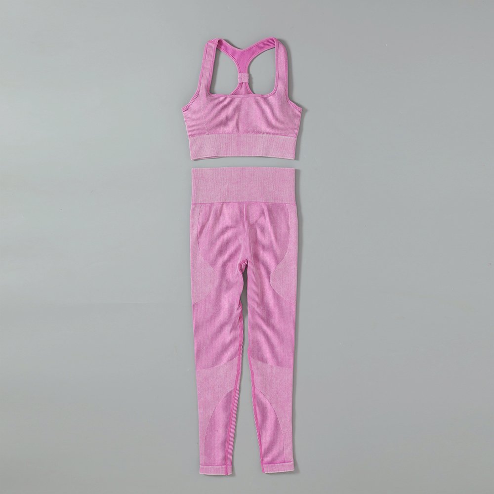 Deporte Ropa Mujer Yoga 6 Piece Sports Seamless Ribbed Workout Fitness Clothing Suit Woman Active Wear Gym Activewear Yoga Sets
