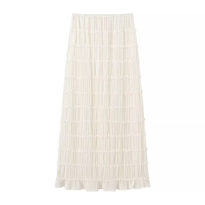 PB&ZA set woman 2 pieces 2024 Fashion Pleated top sexy halter pleated long skirt two-piece Skirt Women's suit