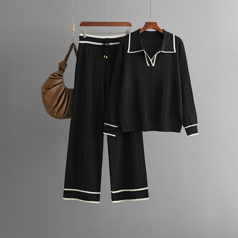 Boutique Wholesale 2024 Summer New Style Lapel Fashionable Casual High Waist Slimming Knitted Women's Sets