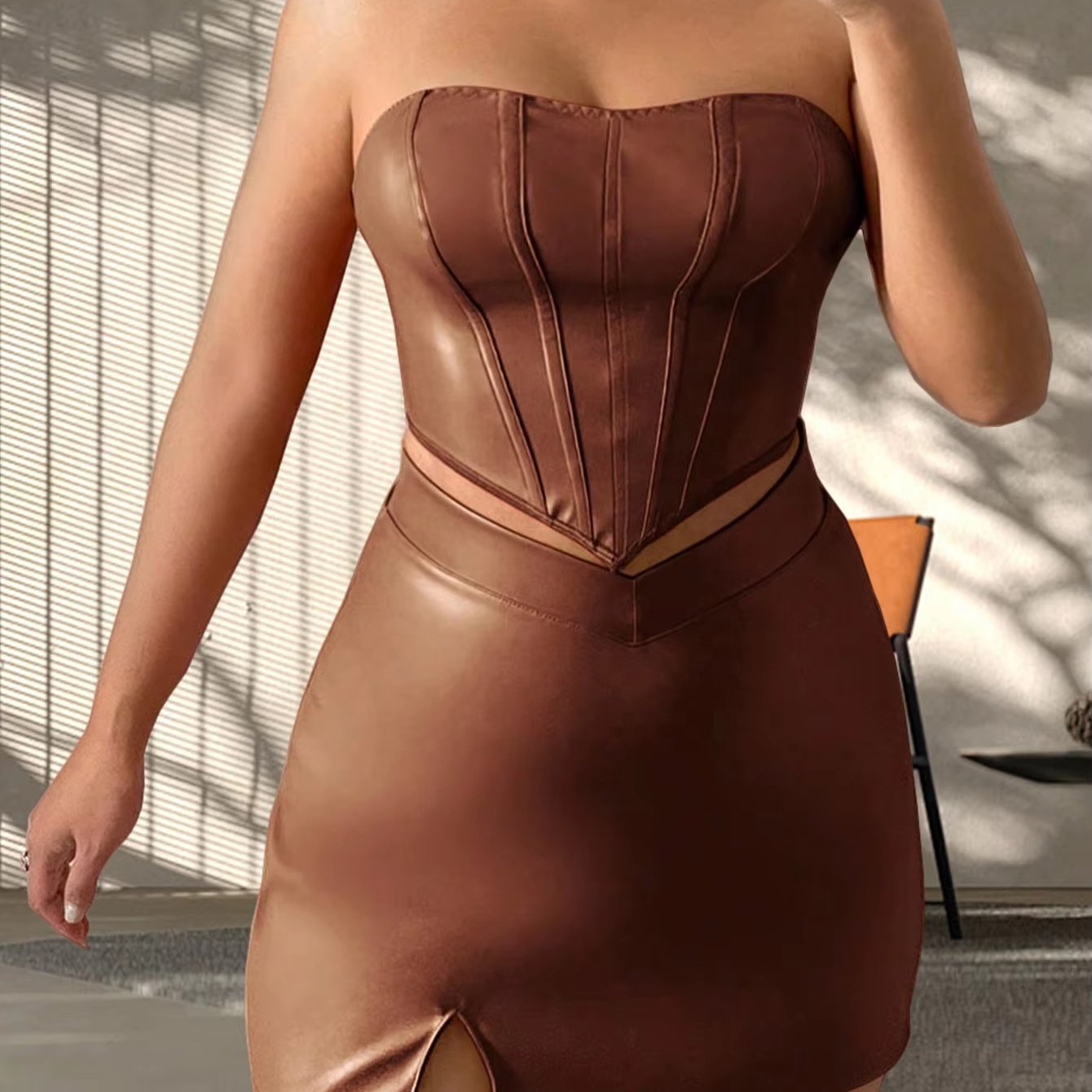 Two Piece Set Women Sexy New Popular Solid Color Tank Top Bodycon Suits For Street Evening Party Club Bars Banquet Women's Sets