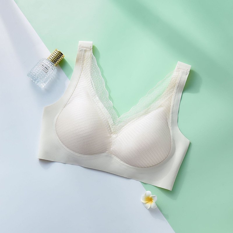 Lace Traceless Anti-Gravity Bra Breathable Latex Push-Up Bra Wide Strap Adjustable Side Nipple Wholesale Lingerie Bra Sexy