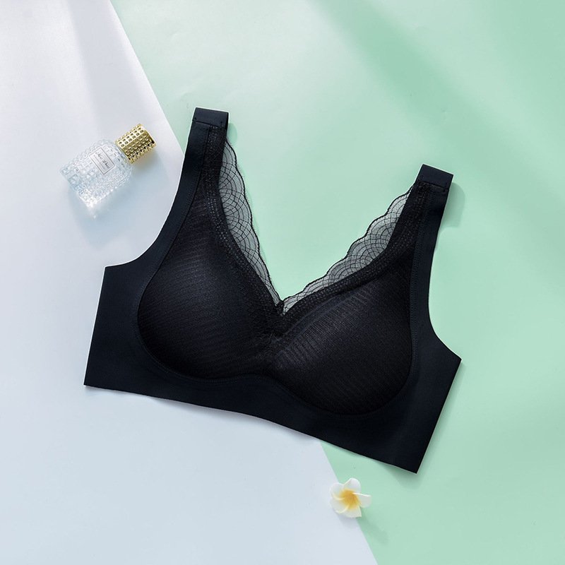 Lace Traceless Anti-Gravity Bra Breathable Latex Push-Up Bra Wide Strap Adjustable Side Nipple Wholesale Lingerie Bra Sexy
