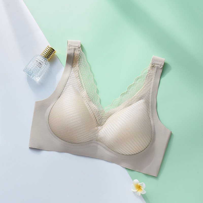 Lace Traceless Anti-Gravity Bra Breathable Latex Push-Up Bra Wide Strap Adjustable Side Nipple Wholesale Lingerie Bra Sexy