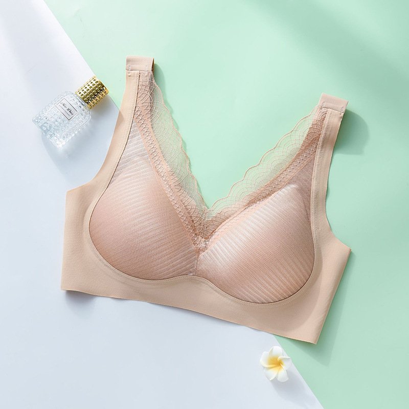 Lace Traceless Anti-Gravity Bra Breathable Latex Push-Up Bra Wide Strap Adjustable Side Nipple Wholesale Lingerie Bra Sexy