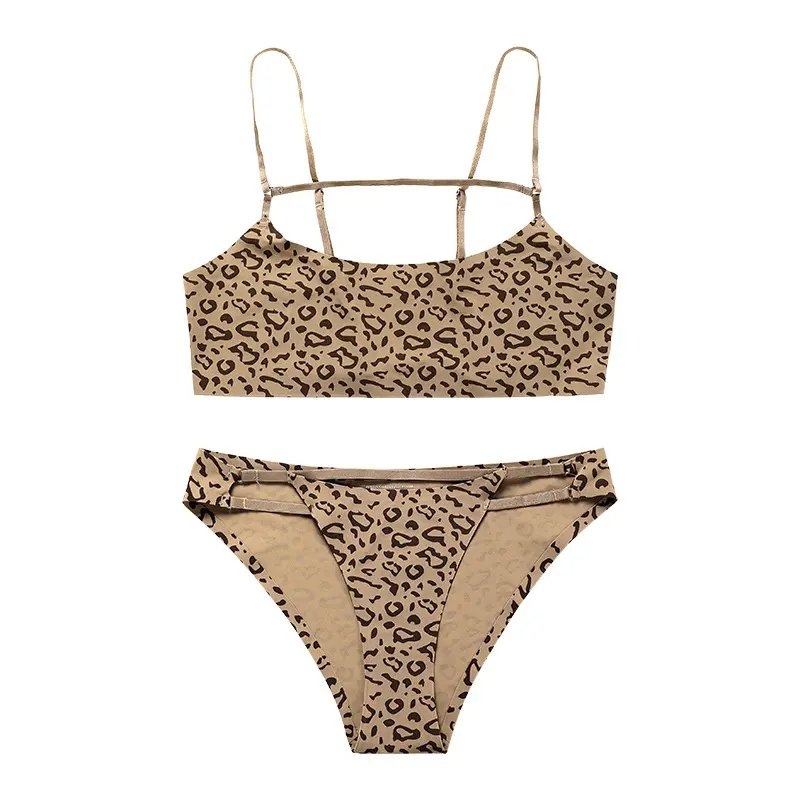 BS236 High Quality Custom Leopard Print Seamless Comfortable Breathable Women'S Sexy Bra and Panties Sets