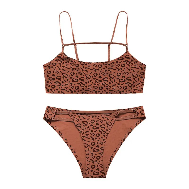 BS236 High Quality Custom Leopard Print Seamless Comfortable Breathable Women'S Sexy Bra and Panties Sets