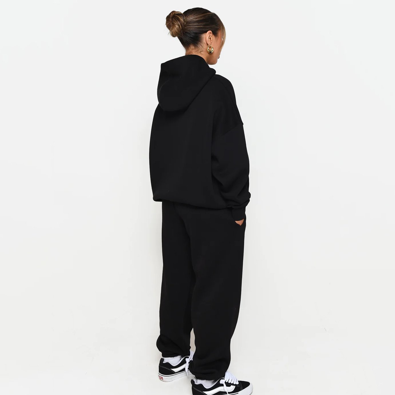 Custom logo women street style tracksuits oversized cotton hoodies and jogger hidden drawstring waist hoodie women sets