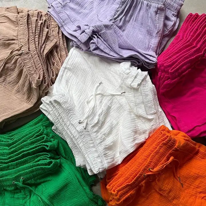 wholesale 100% cotton women casual two piece sets ladies solid lounge shorts sets 2024 spring autumn suits women's clothing