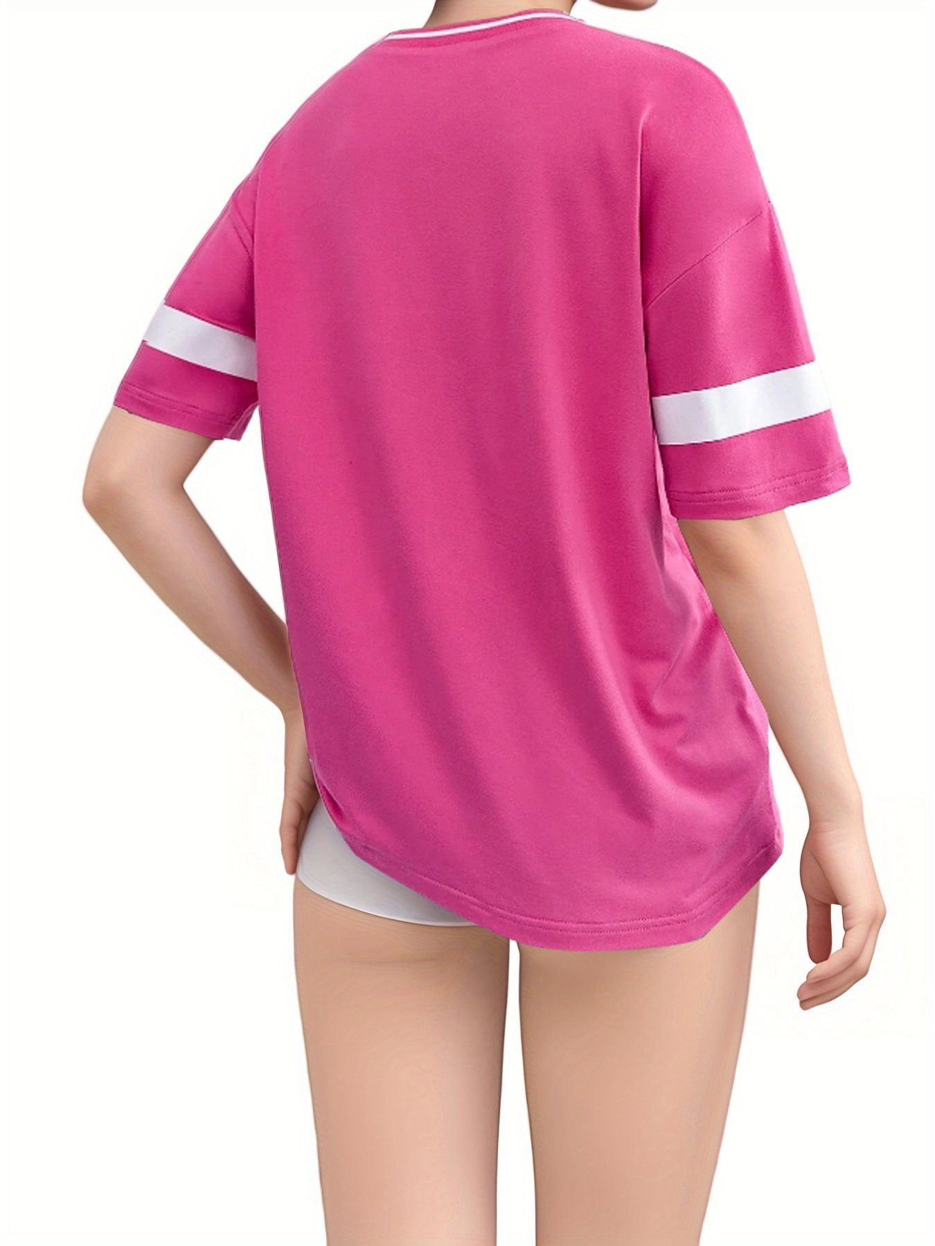 2024 Women's Cute Girls Pink style Jersey Letter Print Short Sleeve Casual shirt and Skirt+ Bows 2 Piece Set