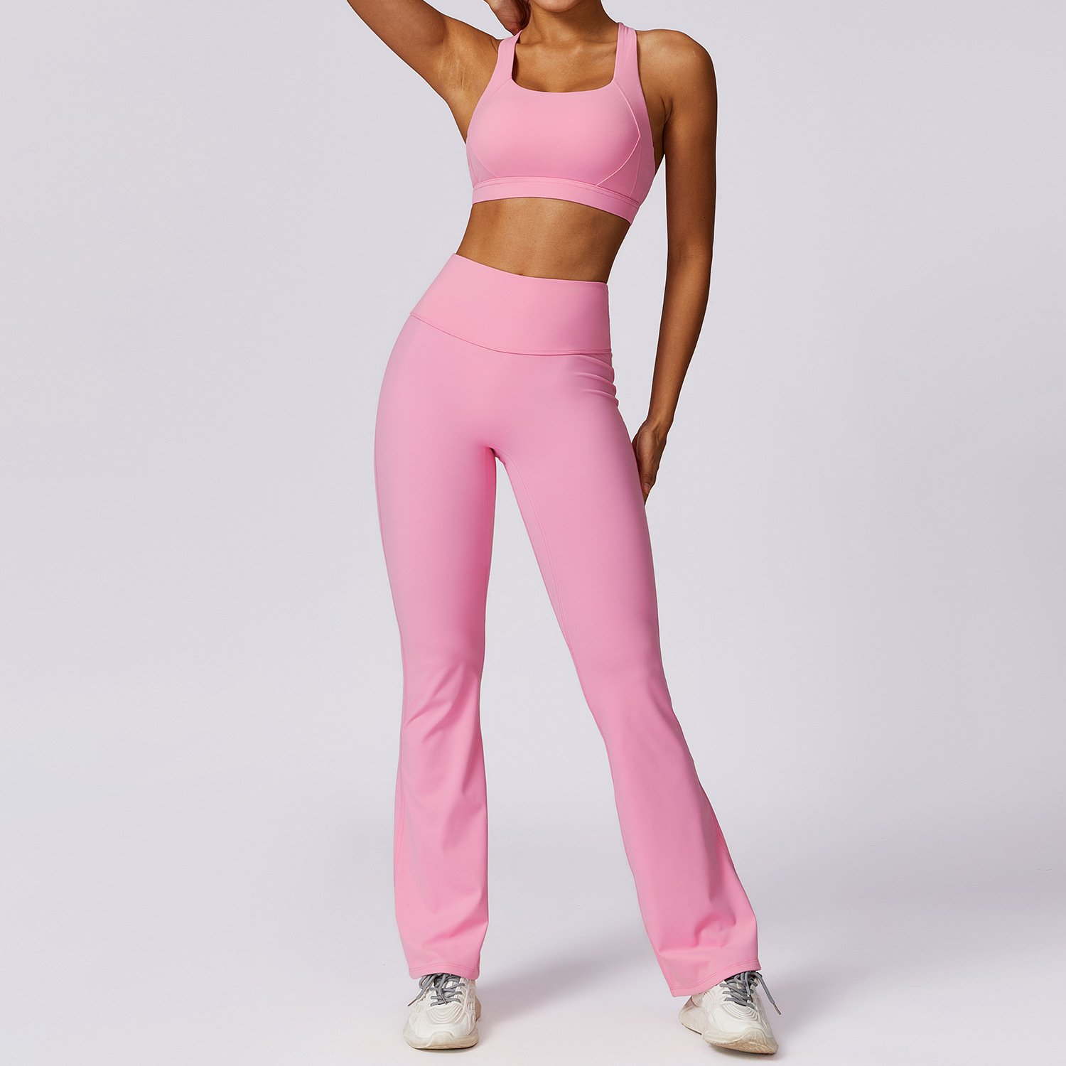 Women's Sets With Hollow Out Sportswear Top Bra High Waist Butt Lifting Leggings Suit 2 Piece Yoga Print logo Gym Fitness Sets