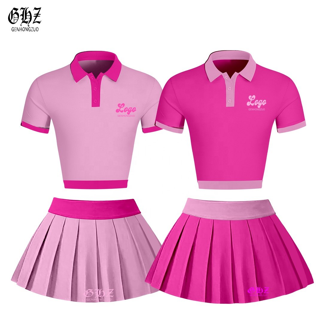 2024 Custom Y2K Logo Contrast Color Gril 's Mini Skirt Fashion Pleated Skirts Tennis Skirts Set for Women