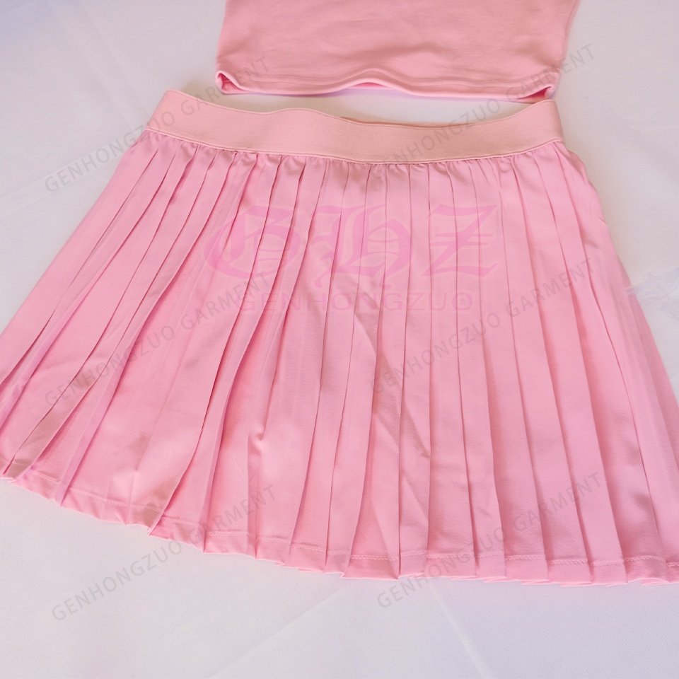 2024 Custom Y2K Logo Contrast Color Gril 's Mini Skirt Fashion Pleated Skirts Tennis Skirts Set for Women