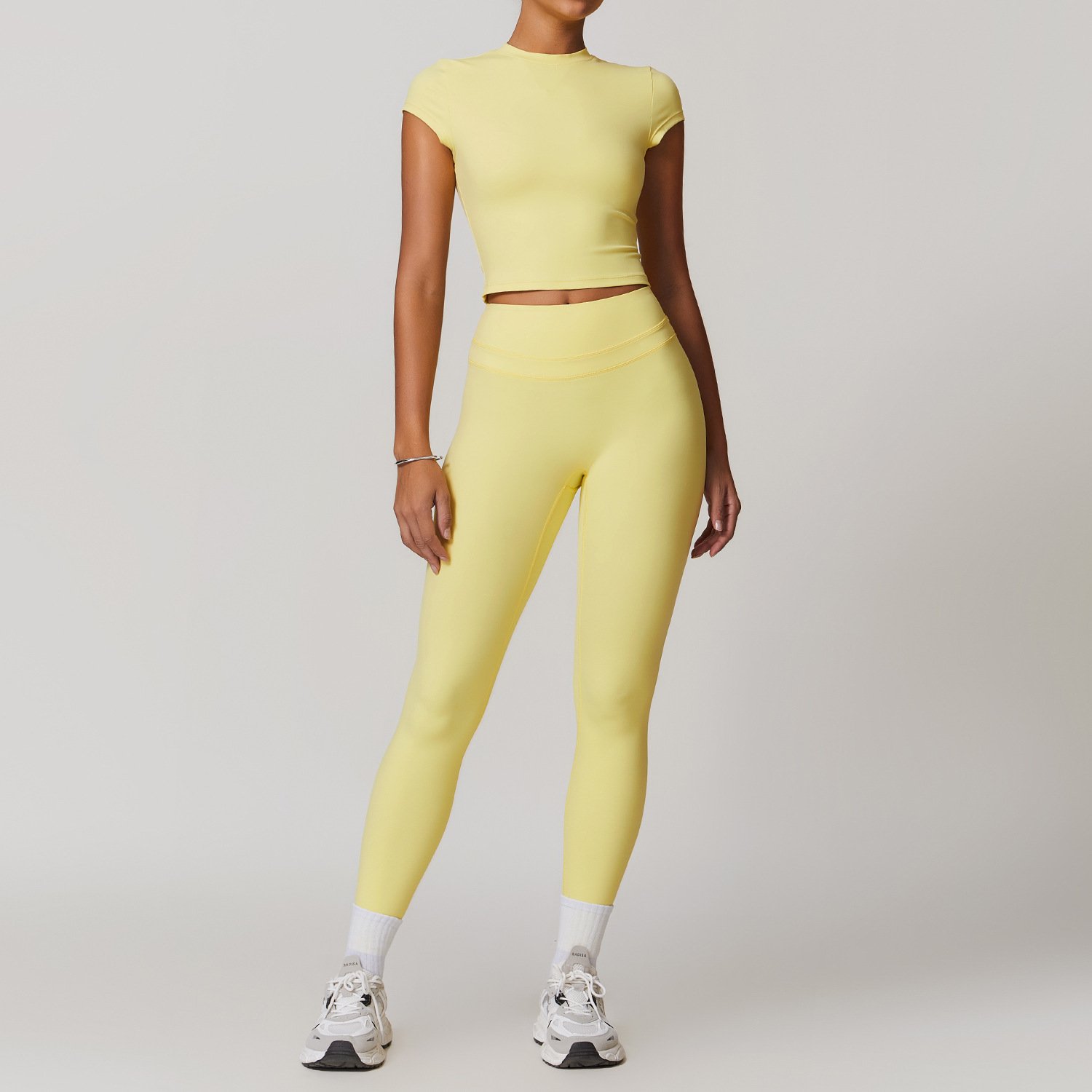 New Short Sleeve T Shirt And Leggings 2 Piece Sets Running Fitness Compression Suit Yoga Outfit Women Sets Gym Clothing Sets