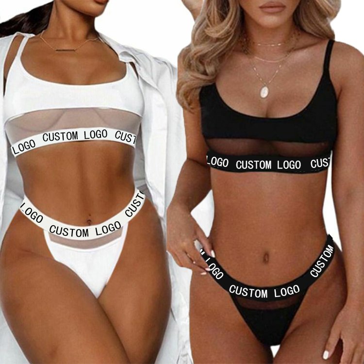 Lingerie Vendors Custom Logo Letter Sports Panties Underwear Women's Panties Push Up Bra Sets For Female