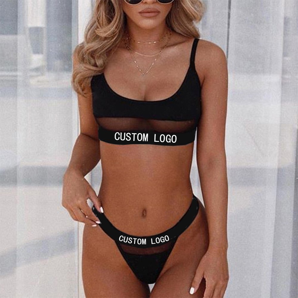Lingerie Vendors Custom Logo Letter Sports Panties Underwear Women's Panties Push Up Bra Sets For Female
