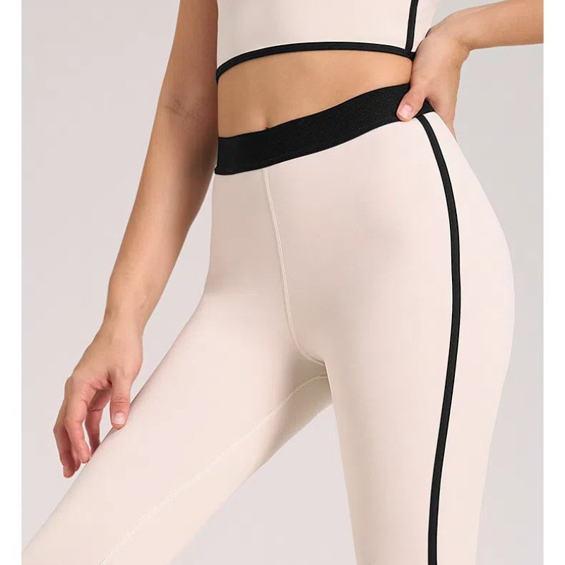Women alo 2 Pc Impact Patchwork Contrast Sport Bra Yoga Set Sportswear Side Line Push Up High Waist Leggings Activewear Outfits