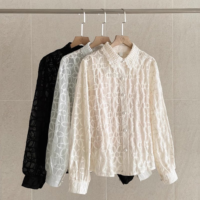 Boutique Wholesale 2024 Autumn New French Vest Camisole Lace Embroidery Hook Flower Long Sleeved Shirt Women's Set