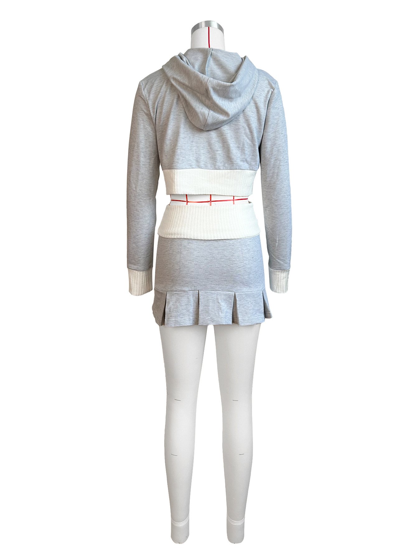Summer 2024 Women Clothes Set Zipper Hoodies And Pleated Mini Skirt Long SLeeve Crop Top 2 Piece Sets For Women