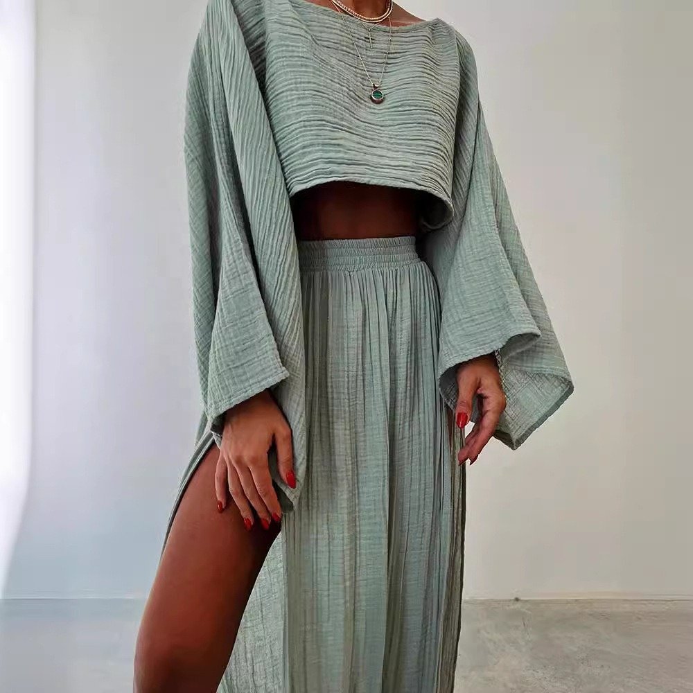 2024 Leisure linen blend women's set short sleeved top high waist pants suits elegant two piece set women tracksuits