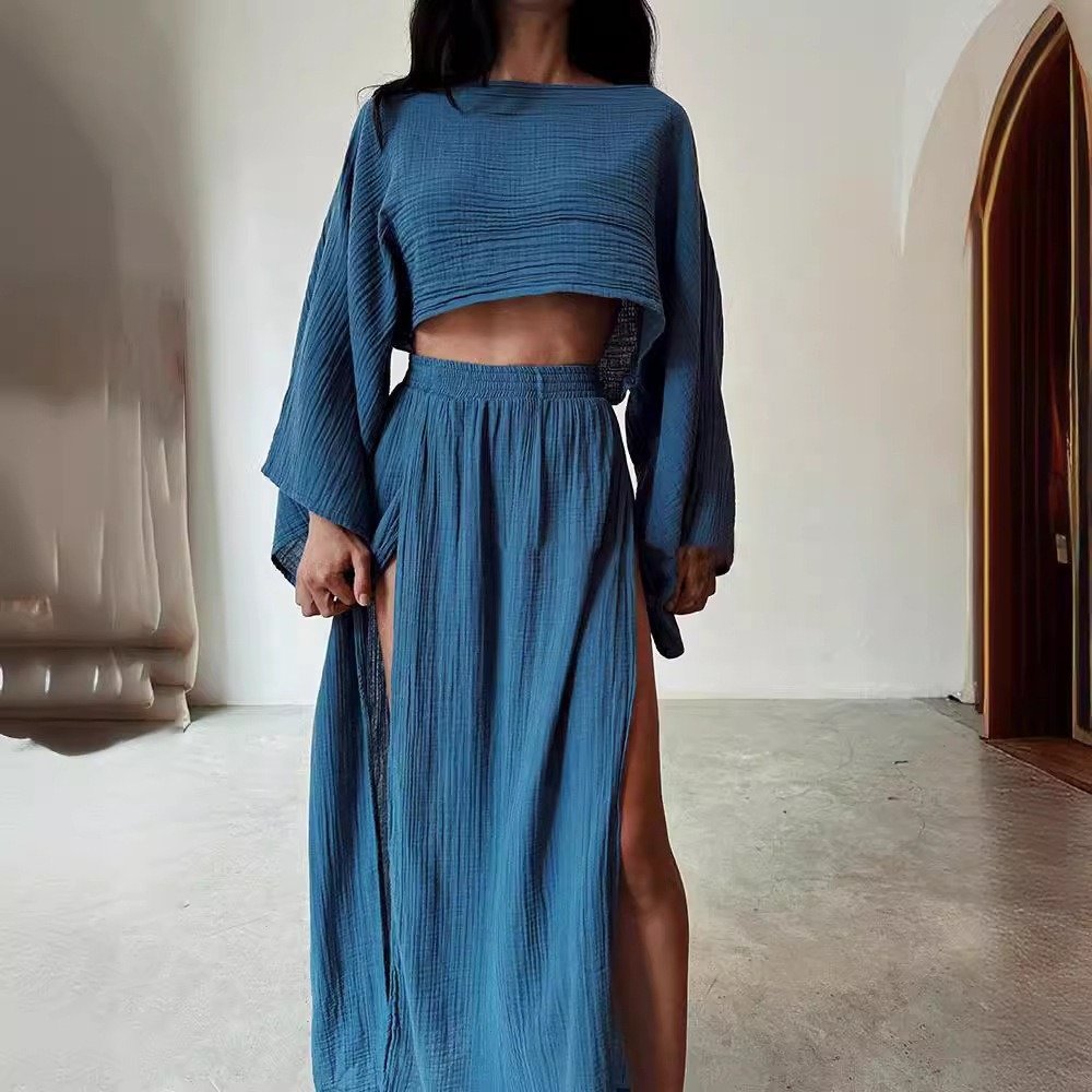 2024 Leisure linen blend women's set short sleeved top high waist pants suits elegant two piece set women tracksuits