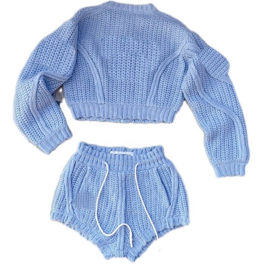 Bomblook C528ST Letter Print Real Knit Women's Sets Casual Zipper Top With Drawstring Shorts 2 Piece Set Women Summer Streetwear
