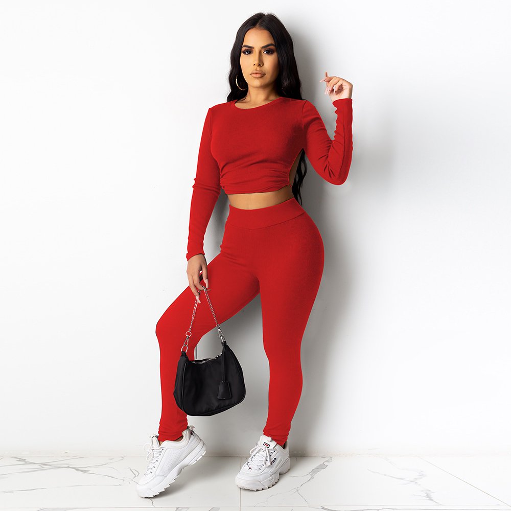 Custom Two Piece Ladies Tracksuit Sweatsuit Set 2 Piece Crop Top Track Sweat Suit Set For Women