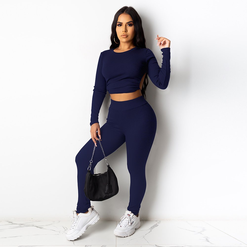 Custom Two Piece Ladies Tracksuit Sweatsuit Set 2 Piece Crop Top Track Sweat Suit Set For Women