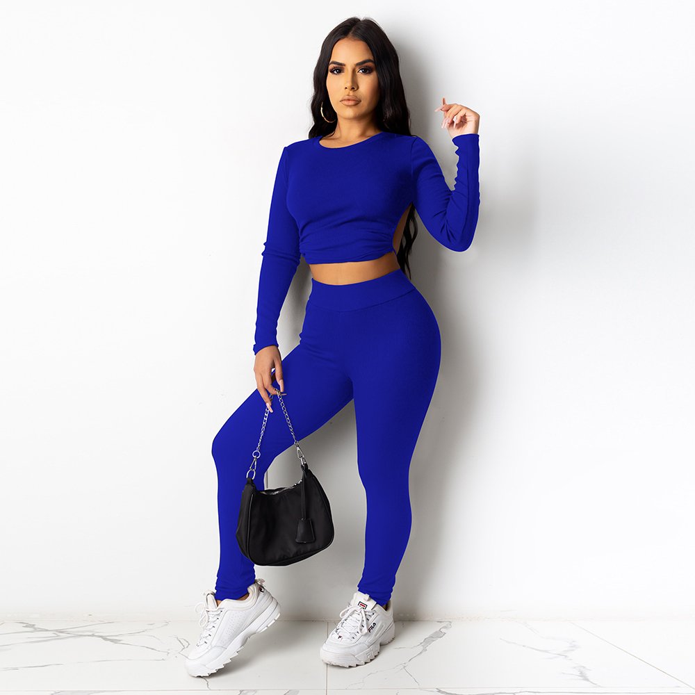 Custom Two Piece Ladies Tracksuit Sweatsuit Set 2 Piece Crop Top Track Sweat Suit Set For Women