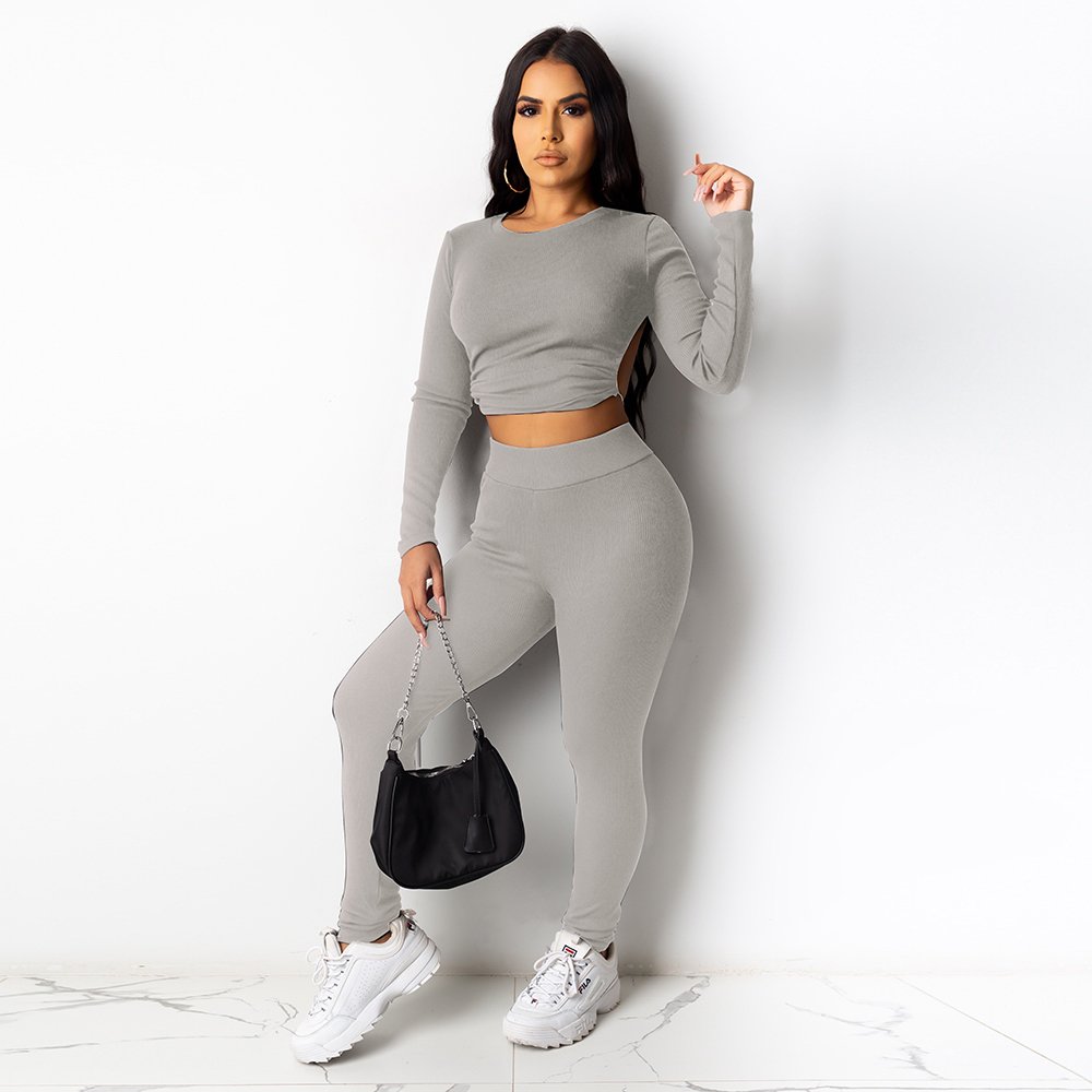 Custom Two Piece Ladies Tracksuit Sweatsuit Set 2 Piece Crop Top Track Sweat Suit Set For Women