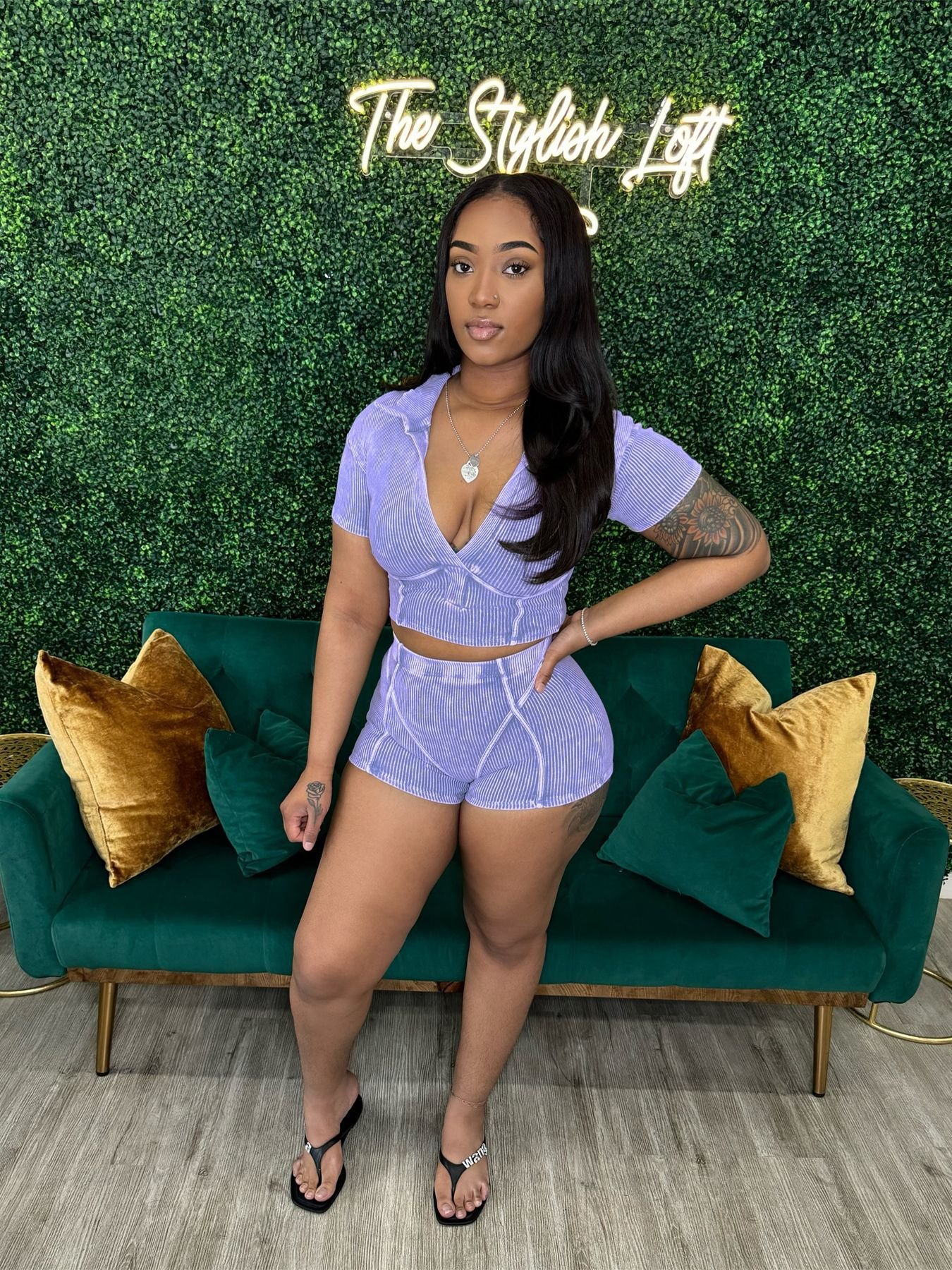 2024 Women Summer Cotton Ribbed Sexy Deep V Neck High Waist Stretch Tight Shorts Acid Wash Tracksuit Two-piece Sets For Women