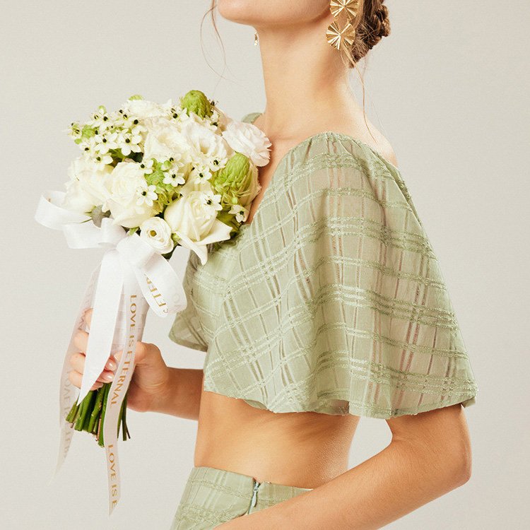 2024 New Summer Linen Fashion Women's Suit Lotus Leaf Sleeve Crop Top Wide-Leg Pants Flocking Custom-Made Casual Women's Sets