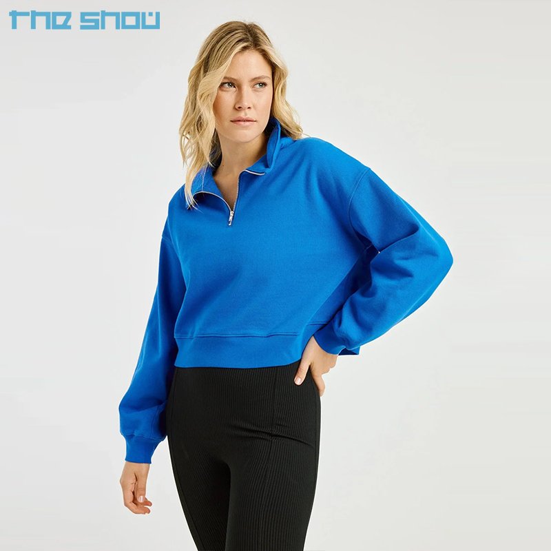 Custom Sportswear Sweatpants and Hoodie Set Women Fleece Two Piece Hoodies and Jogger Sets Quarter Zip Up Hoodies Set Woman